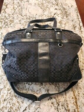 coach large diaper tote travel bag F35414 Coated Canvas Brown Black $495 (Black) Baby Coach Baby Bag 2022 /